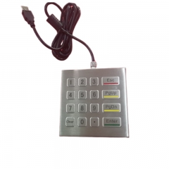 16 Keys Desktop IP65 Waterproof Industrial Metal Keypad Stainless Steel Keyboard