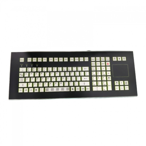Teclado metálico de membrana integrado de 109 teclas con panel táctil y sellado IP68 para las industrias médica, farmacéutica y química.