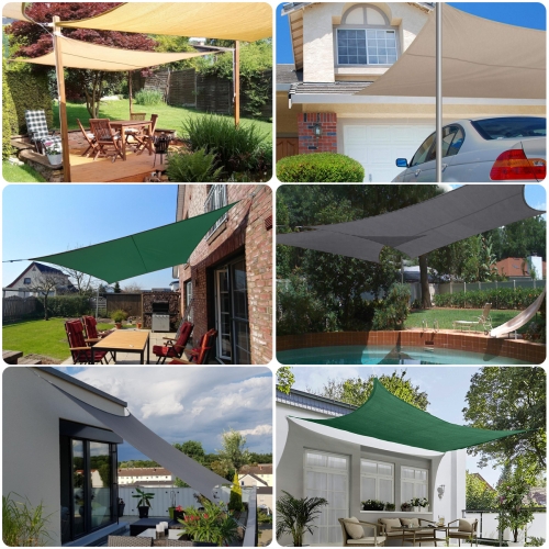 Sonnensegel Sonnenschutz Rechteckiges Polyester Windschutz Wetterschutz  Wasserabweisend Imprägniert 95% UV Schutz, für Outdoor Garten mit Seilen  und Befestigungs Kit
