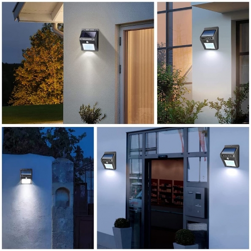 SALCAR Solarlampen für Außen mit Bewegungsmelder, Superhelle Solarleuchte  Aussen, IP65 Wasserdichte Solar Aussenleuchte, Wandleuchte für Garten, 800  Lumen