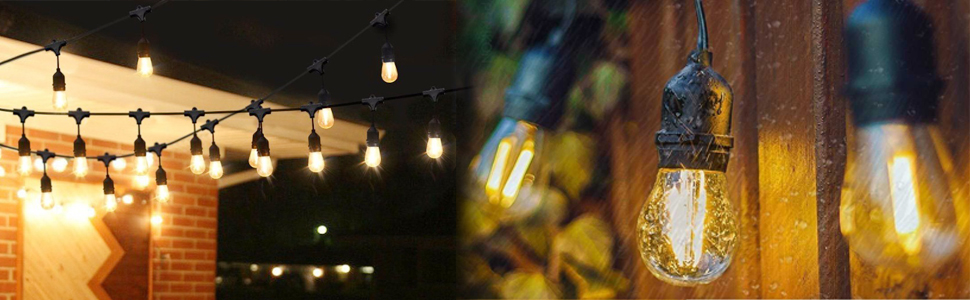 SALCAR Garten LED Lichterkette Außen, S14 Lichterkette Glühbirne mit  Hängenden Sockel Schnur Licht, E27 LED Birnen - Warmweiß