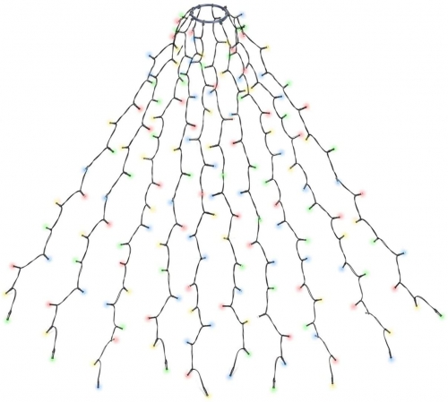 SALCAR 3m Baum-Lichterkette 350er LED Christbaum überwurf Lichterkette mit Ring 10 Girlanden - Bunt