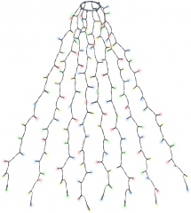 SALCAR 2m Weihnachtsbaum Überwurf-Lichterkette mit Ring, Christbaumbeleuchtung Überwurf Lichterkette mit 8 Girlanden 280er LED Lichterkette für 150cm