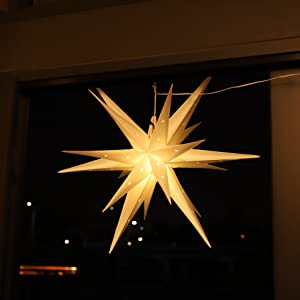 SALCAR 60cm 3D Papierstern Beleuchtet LED Stern Weihnachtsdekoration Fenster Weihnachtsstern Hängend mit 18 Spitzen