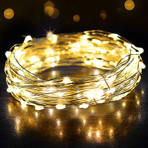 Salcar 10m LED Lichterkette USB, Kupferdraht Lichterkette Innen Außen IP44, 100 LEDs Weihnachtslichterkette