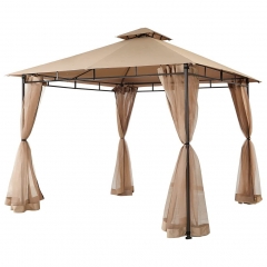 Sekey Garten Pavillon 3x3 m, Gartenzelt mit Moskitonetz, Atmungsaktives Doppeldach 160g/㎡ Polyester, Taupe