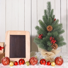 50cm Mini Künstlicher Weihnachtsbaum Geschmückt mit Tannenzapfen und Roten Beeren Christbaum Tannenbaum Klein Dekoriert Weihnachtsdeko