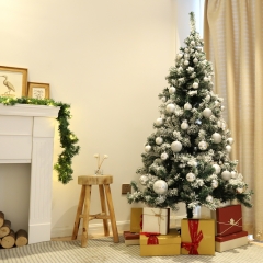 Künstlicher Weihnachtsbaum Schnee mit Metallständer Christbaum Tannenbaum Künstlich Schnellaufbau, Weihnachtsdekoration Draußen Weihnachten Baum
