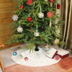 SALCAR Christbaumdecke mit Schneeflocken Dekoration, Runder Teppich Weiße Plüsch Decke, Weihnachtsbaumdecke Baumrock, Baumteppich Weihnachten
