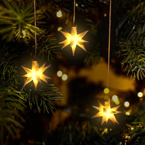 SALCAR 3D LED Stern Weihnachtslichterkette, 3 Köpfe Explodierende Sterne