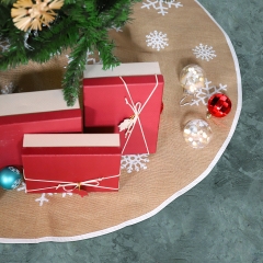 SALCAR Weihnachtsbaumdecke, Runder Teppich aus Leinen, mit Weißen Schneeflocken Verziert Baumteppich Weihnachten Baumrock 80cm / 120cm / 150cm