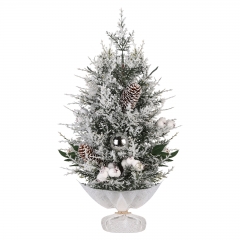 50cm Mini Künstlicher Weihnachtsbaum Geschmückt mit Schneeflocken und Weihnachtskugeln Christbaum Tannenbaum Künstlich Klein aus PE