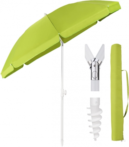 Sekey 180 cm Sonnenschirm Stabil Strandschirm mit Bodenhülse & Schutzhülle für Balkon Garten & Terrasse Neigungswinkel und Höhe verstellbar UPF 50+
