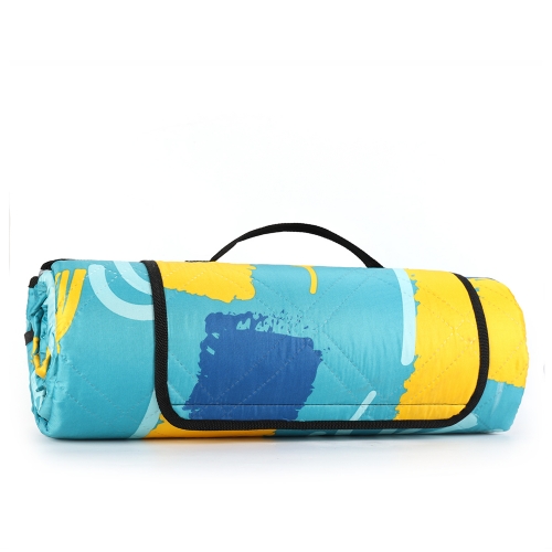Sekey 200 x 200 cm Picknickdecke aus blau-gelb gemustertem Polyester-Gewebe