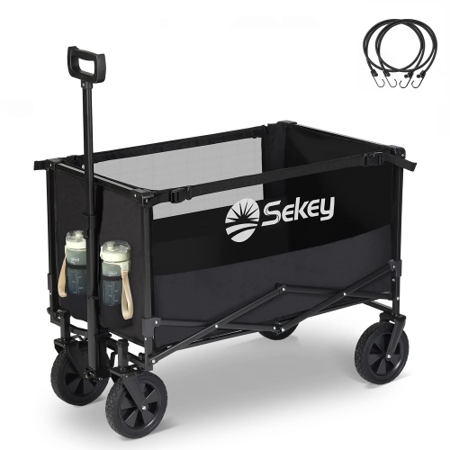 Sekey 160L / 100KG Faltbarer Bollerwagen, mit Praktischem Reißverschluss