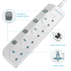 4 Gang Power Strip Extension Lead Individual Switches 1.8M/5.9FT Extension Cord Wall Mountable-White
