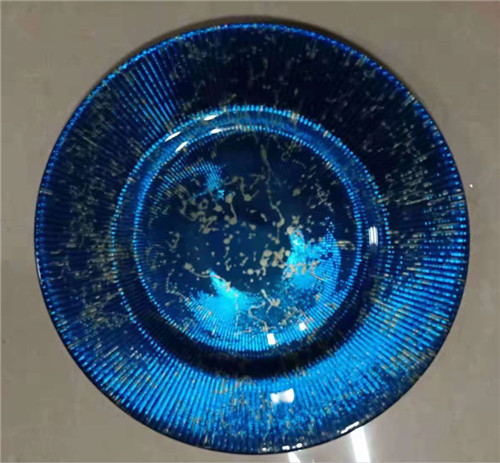 Blue Glass Charger Plate Dinner Plate For Resturant For Decoration
