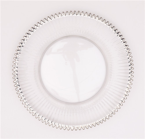 silver rimmed clear glass charger plates