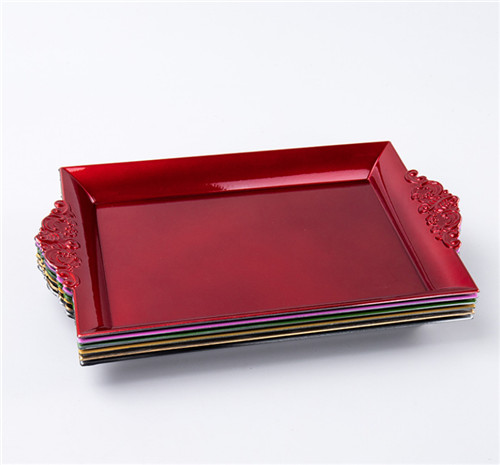 Hot Sale Rectangle Plastic Red Charger Plates Decoration