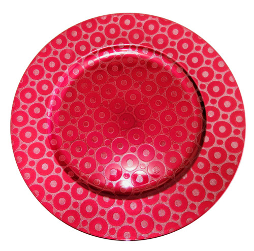 Cheap Wholesale Round Red Charger Plate Plastic