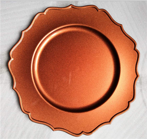 China Supplier Orange Charger Plates Plastic Wholesale For Wedding