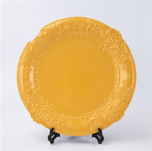 Disposable Decorative Yellow Plastic Charger Plate