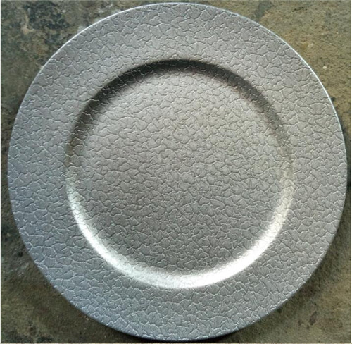 Custom Dinnerware Fancy Silver Plastic Charger Plate