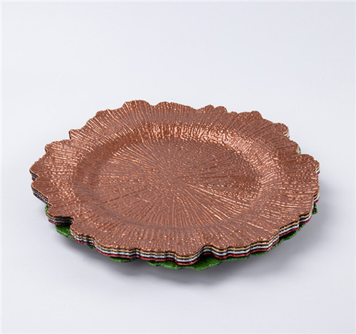 Rose Gold Reef Plastic Plate Charger For Wedding Dinner
