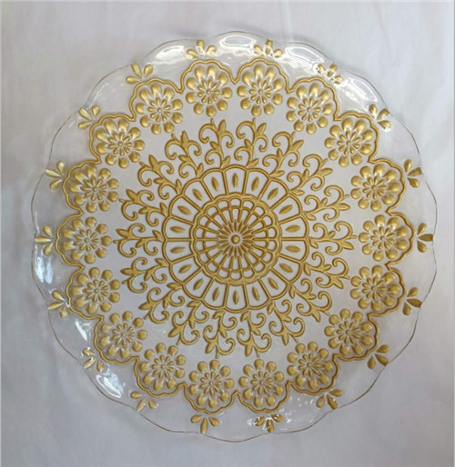 glass charger plate wedding gold