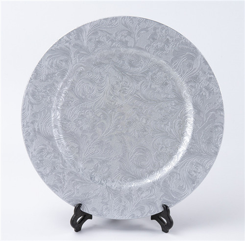 Hotel Restaurant Wedding Silver Colored Plastic Charger Plate