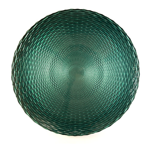 round rattan charger plates green