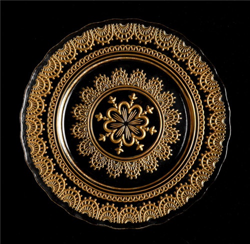 wholesale clear gold flora charger plates