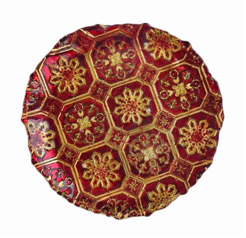 13 Inches Round Embossed Red  Colored Charger Plates