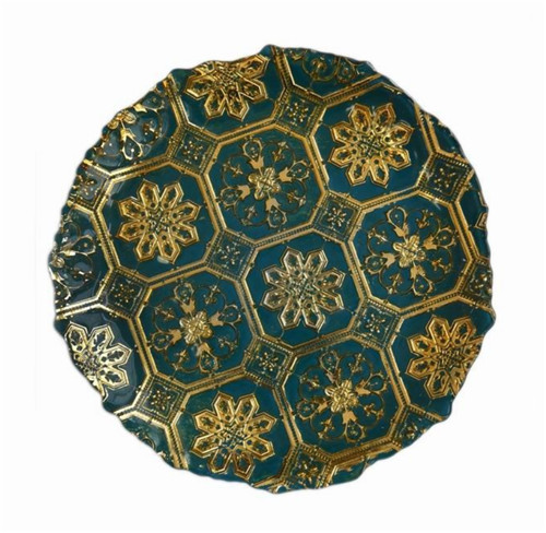 13 Inches Round Embossed Green Colored Charger Plates