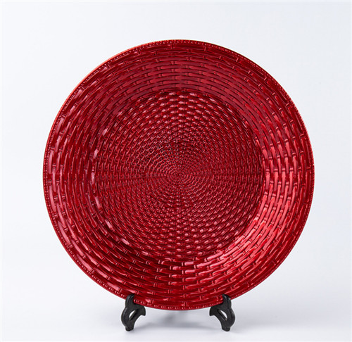 Red Rattan Plastic Charger Plate For Wedding Decoration