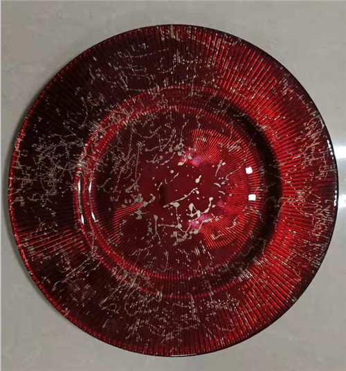 Red Glass Charger Plate Dinner Plate For Resturant For Decoration