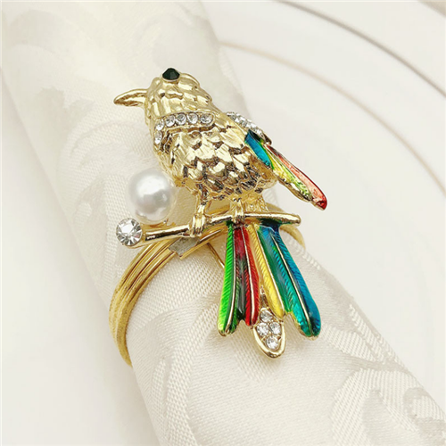 Colored Bird Decoratived Metal Napkin Rings