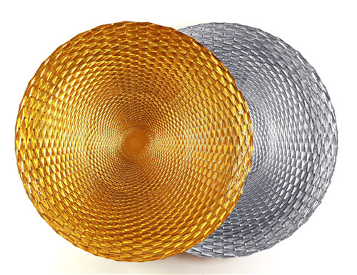 round rattan charger plates gold silver