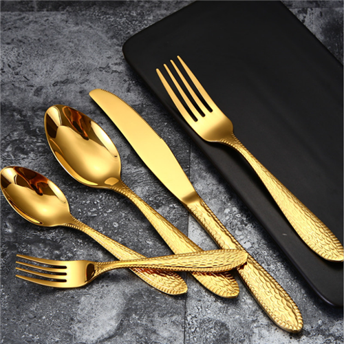 Restaurant Flatware Set Spoons Fork Knife Stainless Steel Gold Cutlery