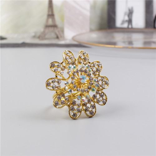 Gold Color Diamond Rhinestone Napkin Rings