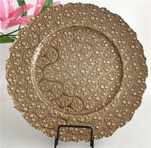 colored flower charger plate gold