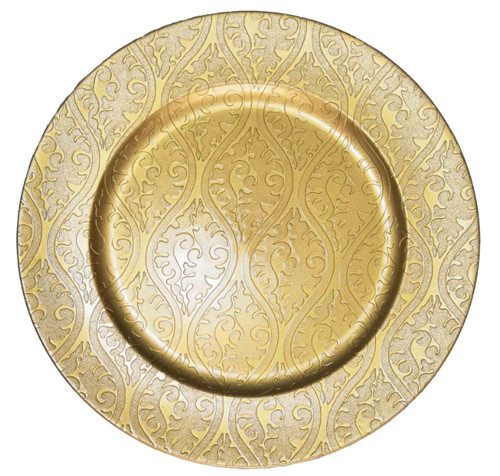 Custom Handmade Flower Lace Gold Plastic Charger Plate