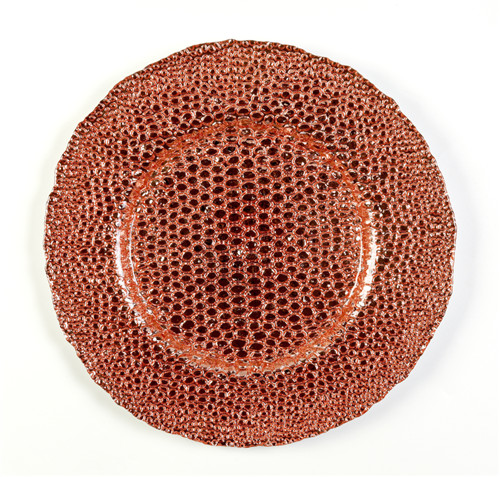 rose gold glass charger plates beaded
