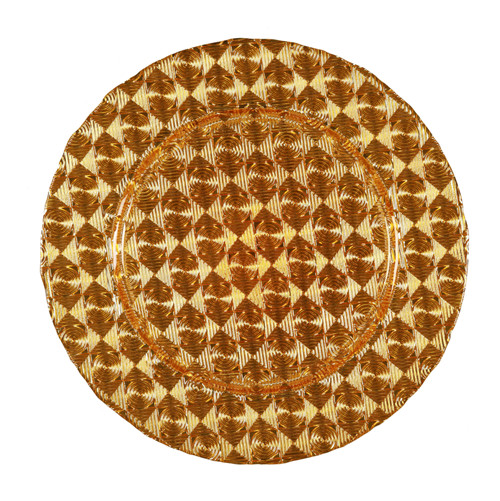 Wholesale 13 inch Glass Gold Beaded Charger Plates