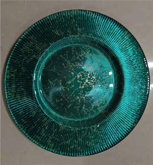 Green Glass Charger Plate Dinner Plate For Resturant For Decoration