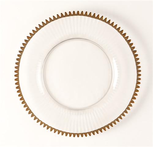 gold rimmed clear glass charger plates