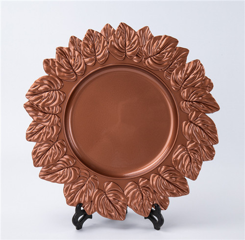 Disposable Round Copper Lace Plastic Charger Plate