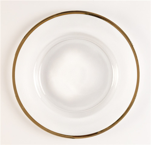 gold rimmed clear charger plates