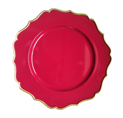 Cheap Wholesale Gold Rimmed Red Wedding Charger Plates