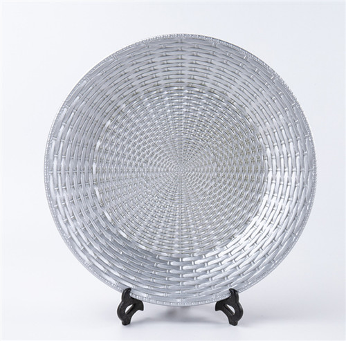 Flower SIlver Rattan Plastic Charger Plate For Wedding Decoration